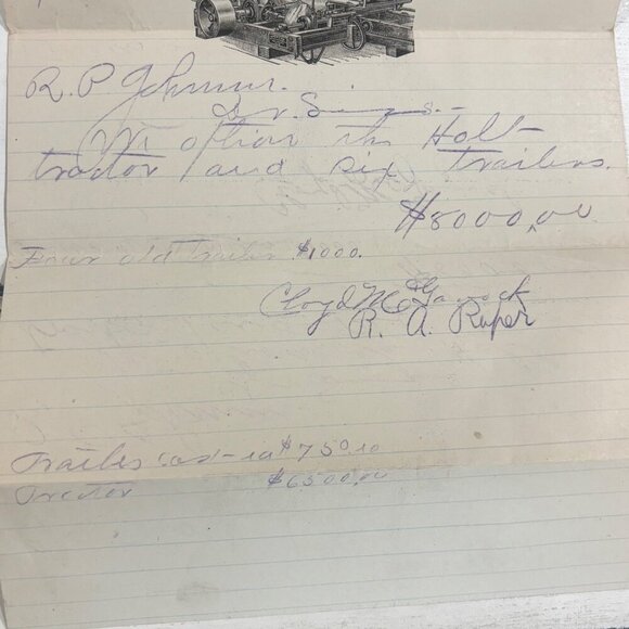 1920 R.P. Johnson Letterhead Handwritten Tractor & Trailer Wytheville VA RARE - Picture 6 of 7